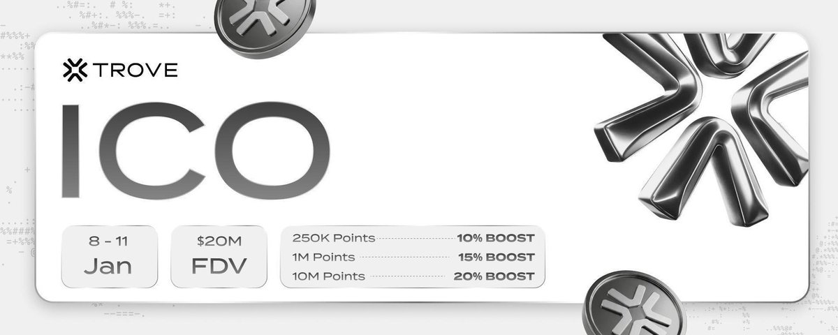 《2 个月 10 亿美金交易量？全网首个收藏品 Perp DEX 明晚ICO，顺道扒一扒 项目0-1 操盘术》

@trovemarkets 是这两天看到的新项目，9 号凌晨 1 点（UTC+8）要做 ICO，2000 万 FDV 募资 250 万。

看到不少华语区老板们 <a href="/CryptoCharming/">CryptoCharming 🐟</a> <a href="/LeotheHorseman/">Leo the Horseman (prediction arc)</a> <a href="/Dincoco/">Dincoco-罡門 (認真學習版)</a> <a href="/cmdefi/">CM</a> <a href="/Alvin0617/">alvin617.eth 🦇🔊</a> <a href="/0xsexybanana/">郡主Christine (✱,✱)</a>