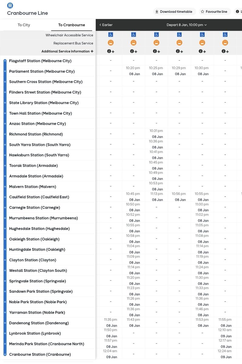 craig_halsall's tweet image. For #PakenhamLine #CranbourneLine online timetables, the HTML/CSS version doesn't show Glen Waverley outbound so L10 &amp;amp; L11 buses appear to start/end at Dandenong 

Data for L9 bus (express Parliament-Caulfield- Westall then SAS to Dandenong) is missing
