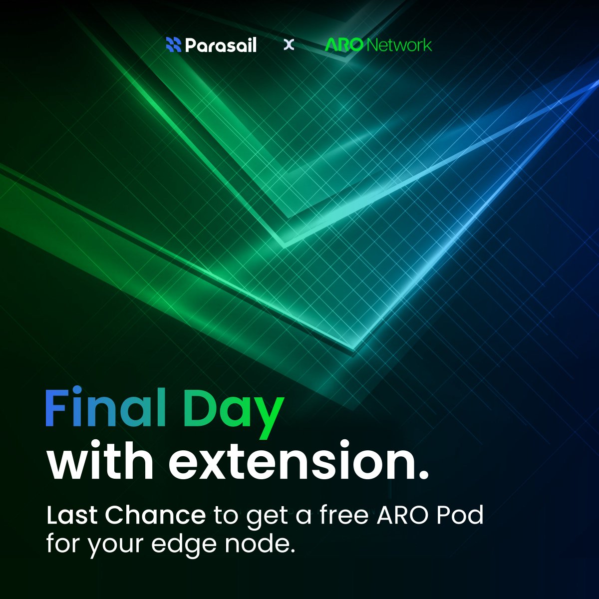 parasailnetwork's tweet image. LAST CALL for Node Operators! 🚨

Registration for the 30-day @AroNetwork  Pod event closes TODAY. This is your final chance to:
• Win a free node device 🏆
• Build a steady income stream (in any market)
• Stack points ahead of the TGE 📈

⏳ Time is almost up! Secure your…