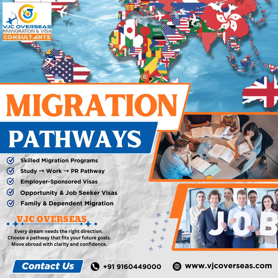 VJCOVERSEAS's tweet image. Clear migration pathways open the door to global opportunities..🌍

📩 DM Us
📞 Call Us: +91 9160449000
🌐 Visit: vjcoverseas.com

#MigrationPathways #SkilledMigration #StudyWorkPR #WorkAbroad2026 #GlobalCareers