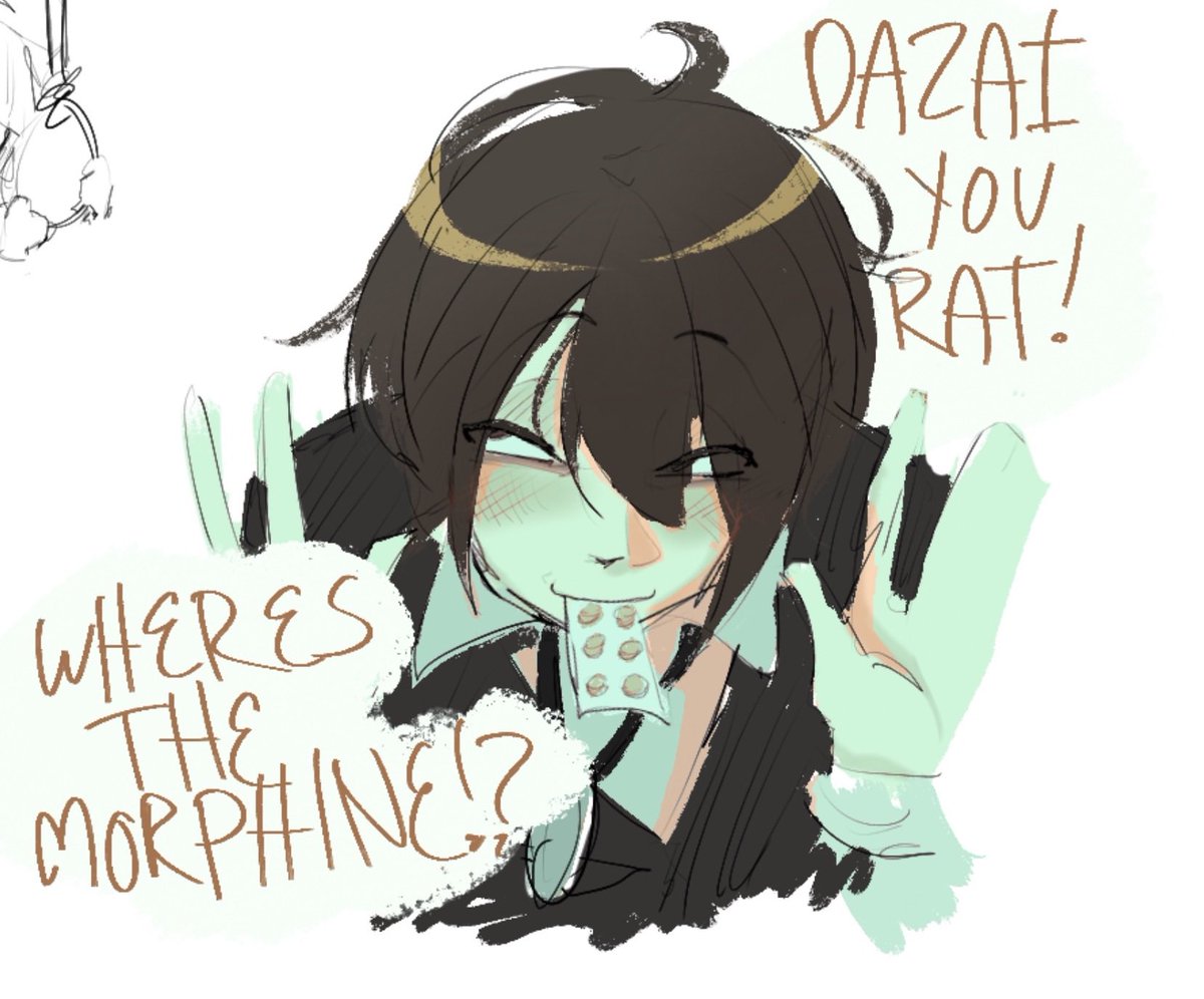 buttonkiss's tweet image. he eated them #dazai #bsd