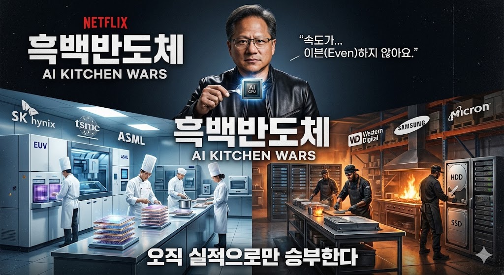 반도체 대불장 싸이클에 주변에서 메모리, 메모리 거리는데 용어를 모르는데 아는척은 하고싶고, 어디가서 물어보긴 부끄럽고, 그런분들을 위해서 우리가 아는 유명 맛집에 비유해서 정리했습니다.👨‍🍳

1. 팹리스 (Fabless) 🧠 = 스타 셰프 (메뉴 개발자)

역할: 요리(반도체)를 직접 만들진 않지만,