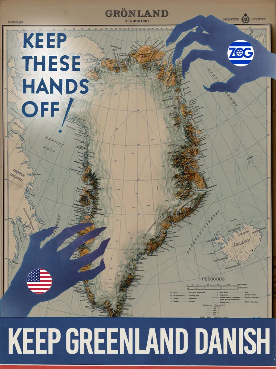 Henrik_Palmgren's tweet image. Some jewish guy got mad when I posted this image last time Greenland was in the news, for being the next up as a potential coup target for MIGA.

Well. Now you have Jake Tapper, Stephen Miller &amp;amp; Katie Miller - three jews - driving discourse on how to best take land away from a…