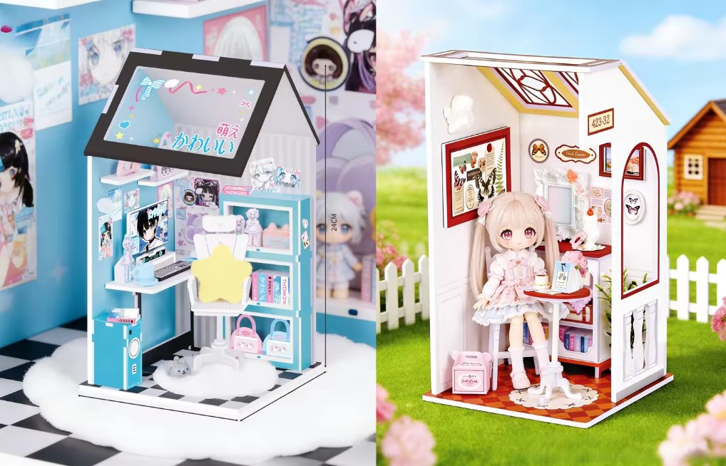 艺馨动漫DIYドールハウス
「次元宅基地」と「轻甜絮语」、両方とも注文しました。
製品寸法は 13×13×24cm とのこと。