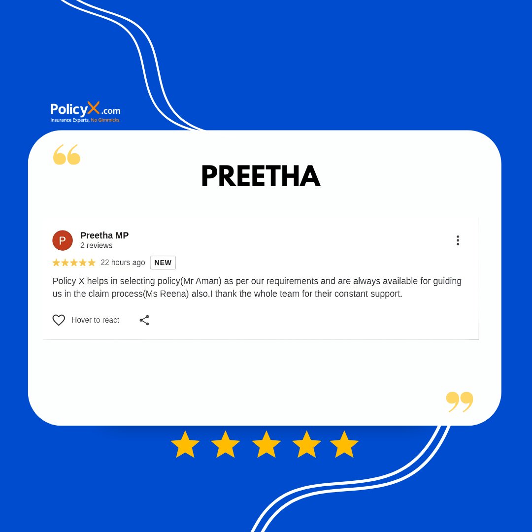 _PolicyX's tweet photo. Moments like these remind us why we do what we do 💙
A heartfelt thank you to Aman for guiding the right policy selection and to Reena for being there during the claim process. 

Your dedication, patience, and support truly make a difference in people’s https://t.co/Cj8Qq88omV PolicyX, it’s never just about policies, it’s about being present when it matters most.

Proud of our team for consistently putting customers first 🙏Grateful for the trust our customers place in us. 

We’ll keep doing better, together.

#PolicyX #Insurance #Review