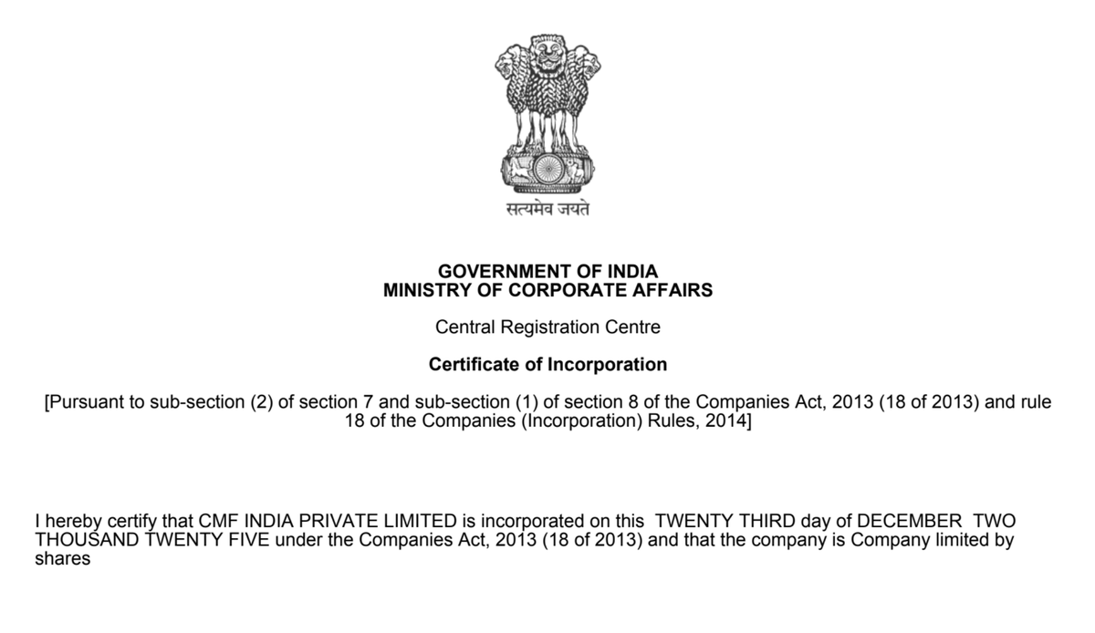 AkisEvangelidis's tweet photo. India is increasingly positioning itself at the forefront of the global consumer tech ecosystem, driven by years of sustained progress and ambition. The work done has been remarkable.    

CMF has an important role to play in that journey and we’re happy to share that it is now a separate, legally incorporated entity in India.    

Following our $100M manufacturing joint venture with Optiemus, this marks another major milestone in establishing CMF as a subsidiary headquartered in India - on a path to building the country’s first truly global consumer tech brand. Built from India, to the world.

Excited about what comes next for CMF - let's go!