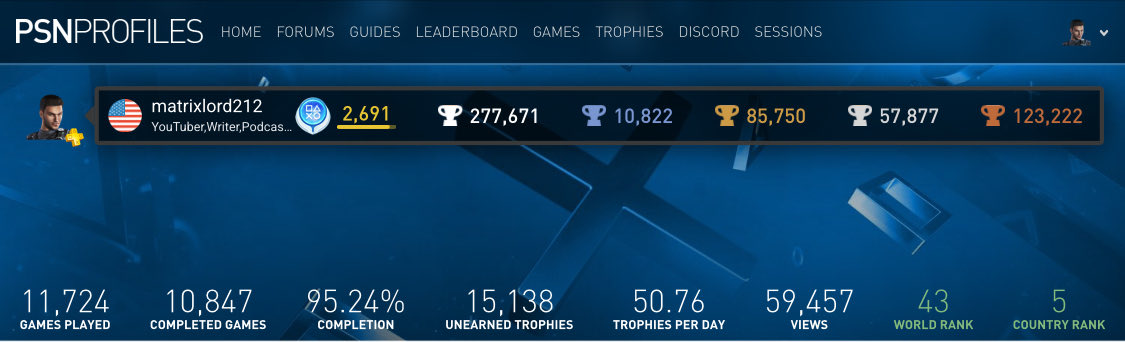 Matrixlord's tweet image. 49 platinums in a day. If my PS4 and PS5 didn’t crash it would have been more. Damn lol.

psnprofiles.com/matrixlord212?…