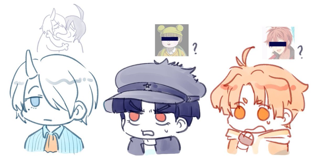 sasaracreamsoda's tweet photo. was trying to draw my faves in one canvas for a 2025 fave chara wrapped thing but i got distracted by same seiyuu joke https://t.co/N9c0n1a3YO