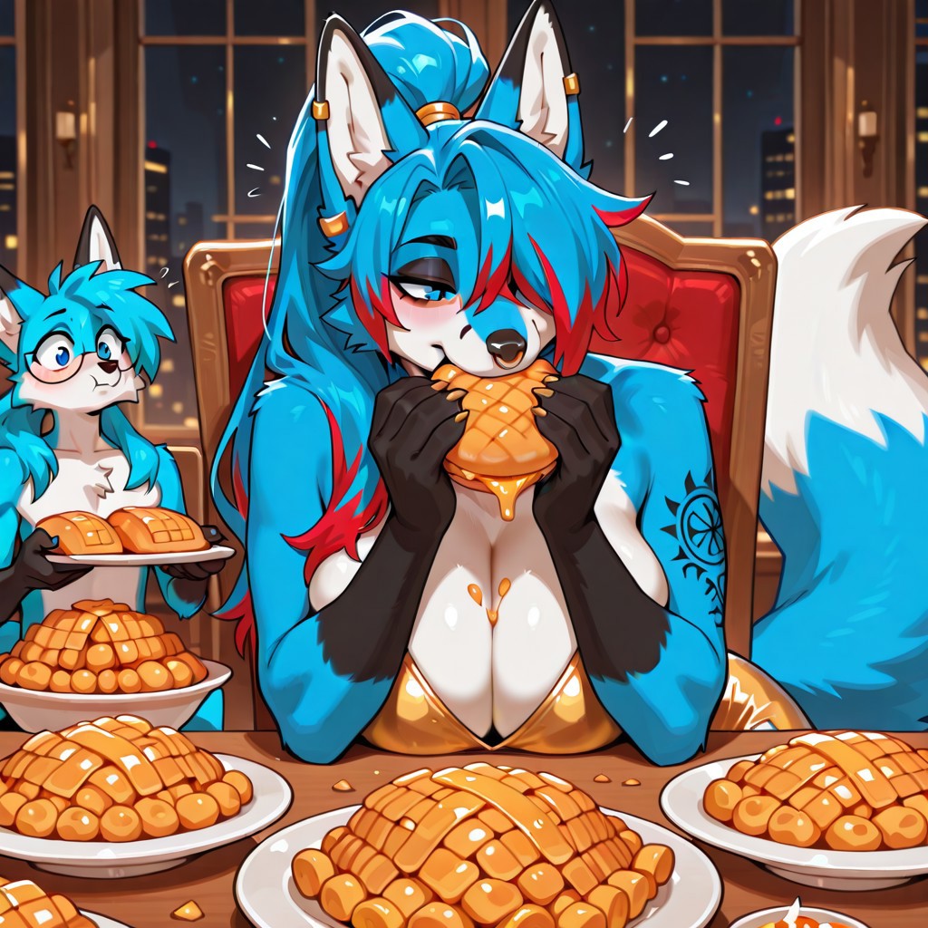 Little gift for <a href="/Aqua_Fox_Ai/">AquaFoxAi©️</a>.
She is so cute >~<!!! I wish I can eat with her hands.