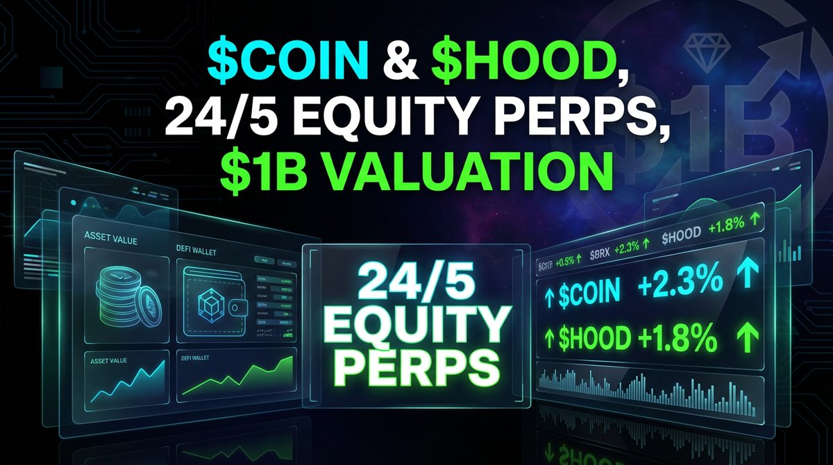 Lighter, the #2 largest perpetual DEX by volume, just launched 24/5 equity  perpetuals trading. Initial offerings: $COIN and $HOOD contracts. Equity  Perpetuals (stock based contracts with no expiry) let you trade major