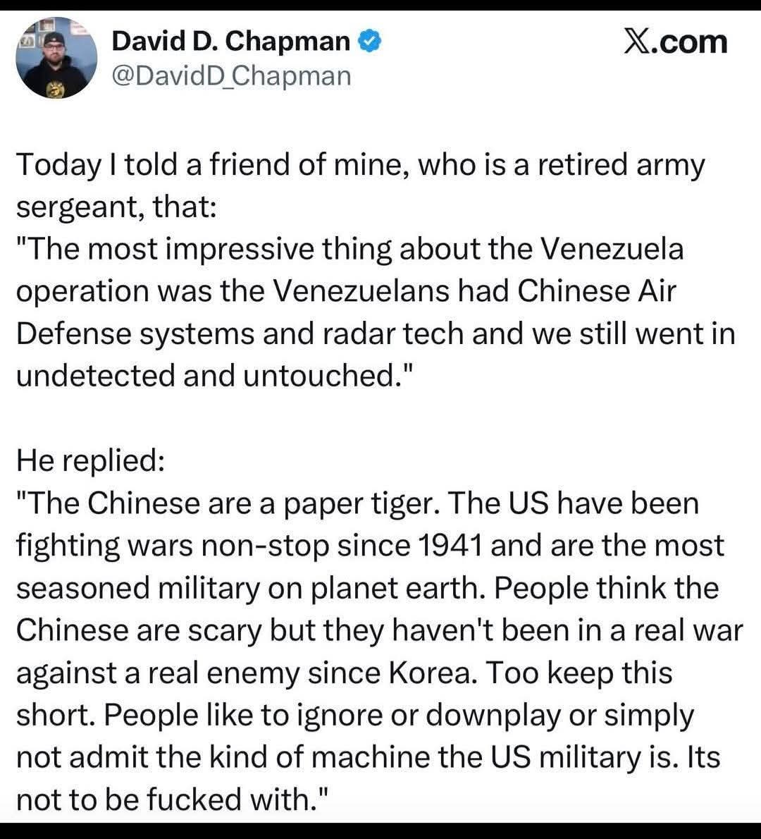 Never fuck with the US Military. We are the best and we will out do you. With the right leadership America is unstoppable.  

Period.