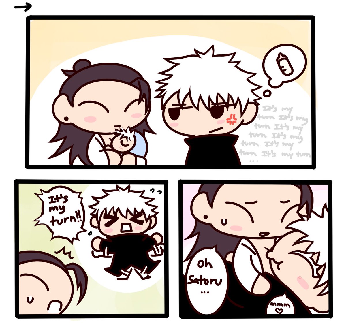 Min_Min703's tweet image. It’s his turn for the milky 🙄🍼