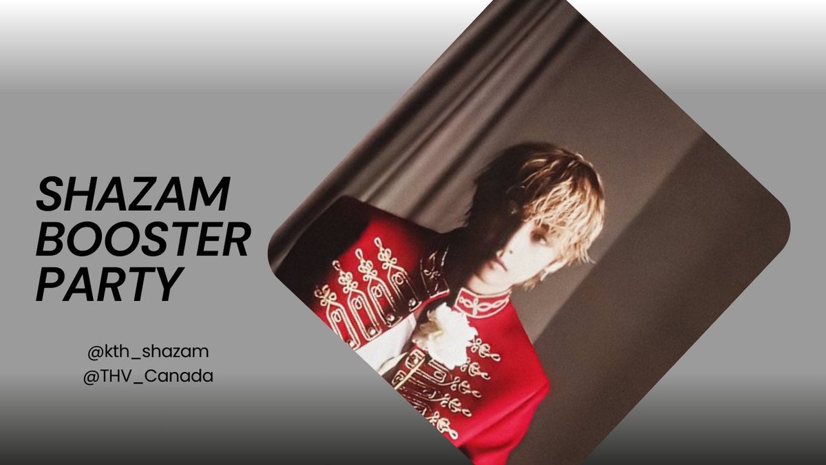 SHAZAM BOOSTER PARTY with CANADA 

🎯15 Shazaming ss

📌Songs: Winter Ahead og+ inst+ FRIENDS og + inst+ LMA+ Scenery.

Please finish this quickly.<a href="/THV_Canada/">Team Taehyung Canada</a>
BORAHAE TAEHYUNG
#SHAZAMFORV