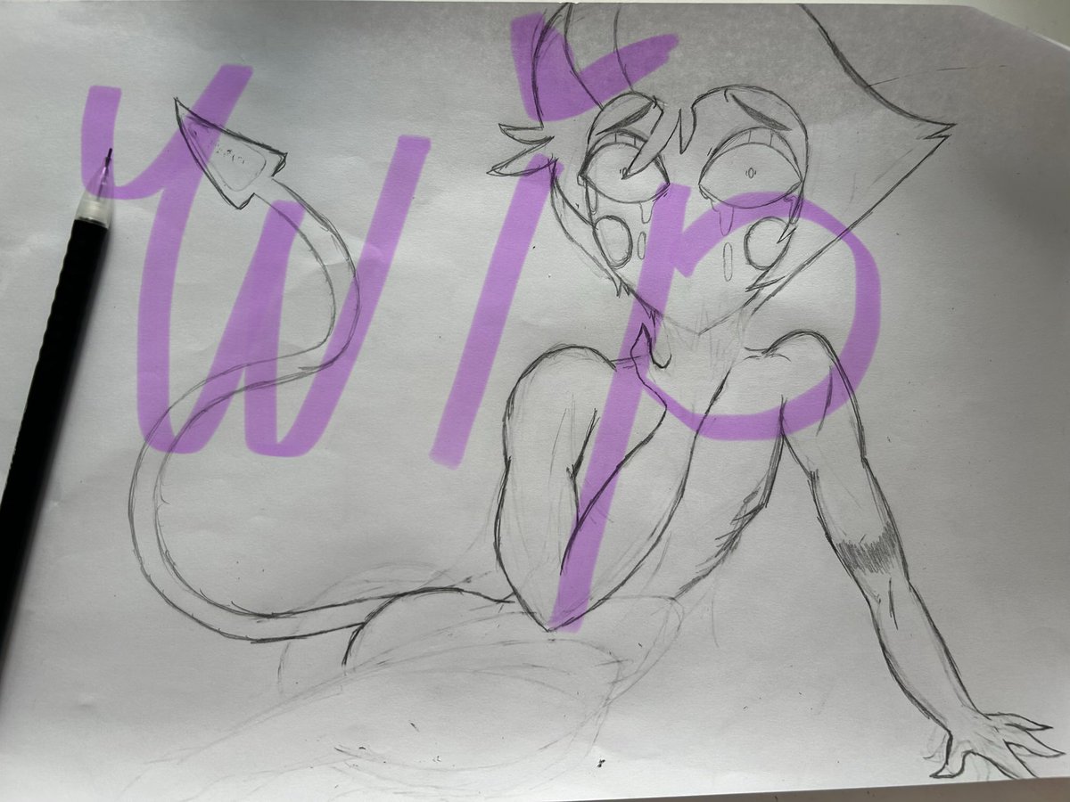 Tiddles_333's tweet image. Some traditional art 💜 Drawing anatomy without a reference is hard lol #wip #LuciferMorningstar #LuciferHazbinHotel