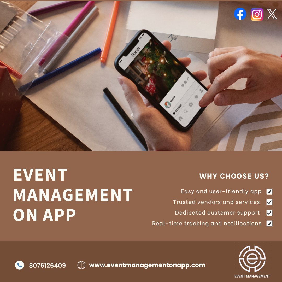 Manage every detail of your event effortlessly with our Event Management on App — from trusted vendors to real-time updates, all in one place.
📍 Your events, perfectly managed.
📞 8076126409
🌐 eventmanagementonapp.com
 #SmartEventPlanning #EventSolutions #EventManagementonApp
