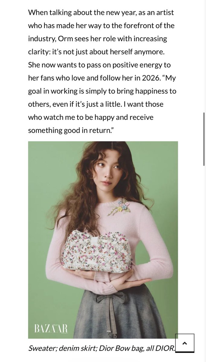 blueorms's tweet photo. orm: “my goal in working is simply to bring happiness to others, even if it’s just a little. i want those who watch me to be happy and receive something good in return.”

she’s so precious 😭😭😭

#BAZAARMalaysiaxOrmKornnaphat
#ormkornnaphat #ออมกรณ์นภัส https://t.co/NrHImh6eEL