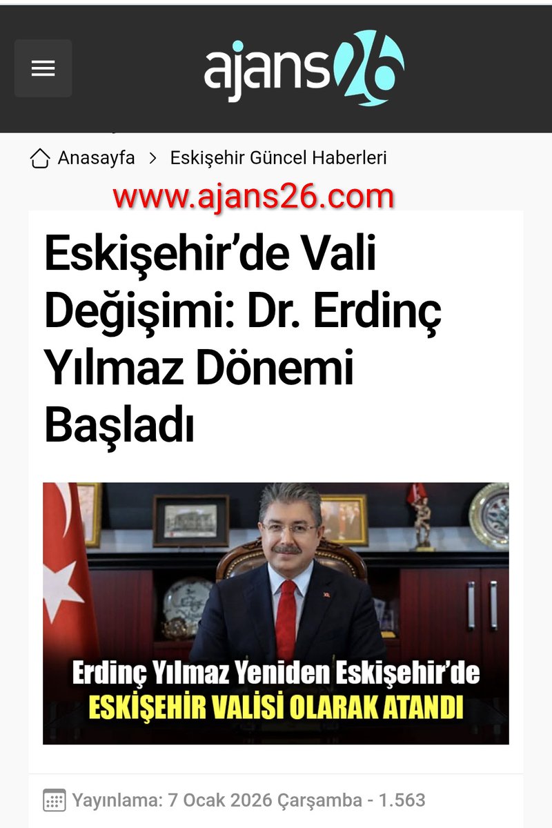 Vali Hüseyin Aksoy Merkeze Alındı 
Osmaniye Valisi  Erdinç Yılmaz Eskişehir Valisi Vali Olarak Atandı 
Şehrimize Hayırlı Uğurlu Olsun