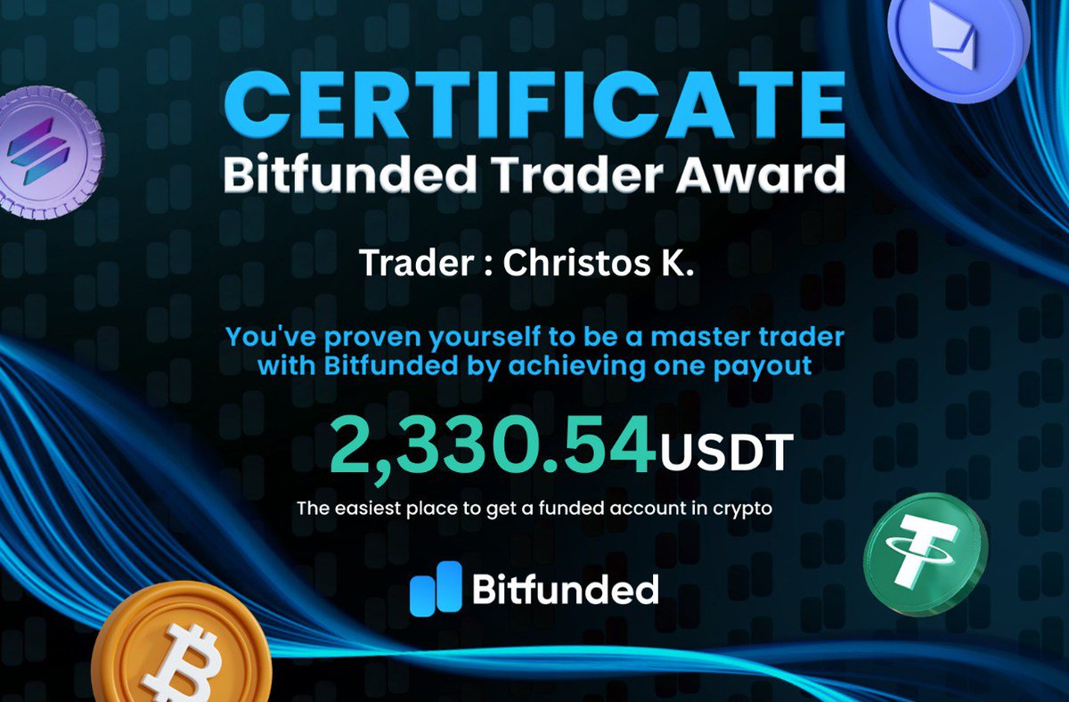 Win with Bitfunded! ⭐️ 👤 Name: Christos K. 💰 Profit Withdrawn: 2,330.54  USDT ✓ Funded. Traded. Paid. The easiest place to get a funded account in  crypto💙