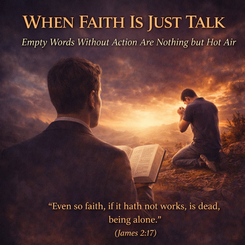 TNTJohn1717's tweet image. When Faith Is Just Talk

Empty Words Without Action Are Nothing but Hot Air

Introduction – The Noise of a Faith That Never Moves

One of the great dangers in modern Christianity is not outright unbelief, but a faith that never gets past the mouth. It talks well. It quotes…