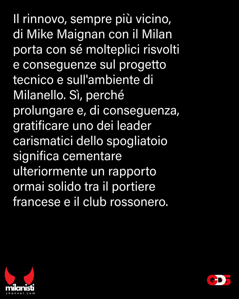 GaetanodeSan's tweet photo. 🔴⚫️ MAIGNAN DICE SÌ AL MILAN

⌛️Dopo mesi di attesa ecco arrivare la notizia più attesa di questo #calciomercato di gennaio: il rinnovo di #Maignan con il #Milan.

🔥L'#ACMilan con questo rinnovo non trattiene Maignan: lo sceglie nuovamente e lo stesso viene fatto dal portiere. https://t.co/Jtn0pjwduk