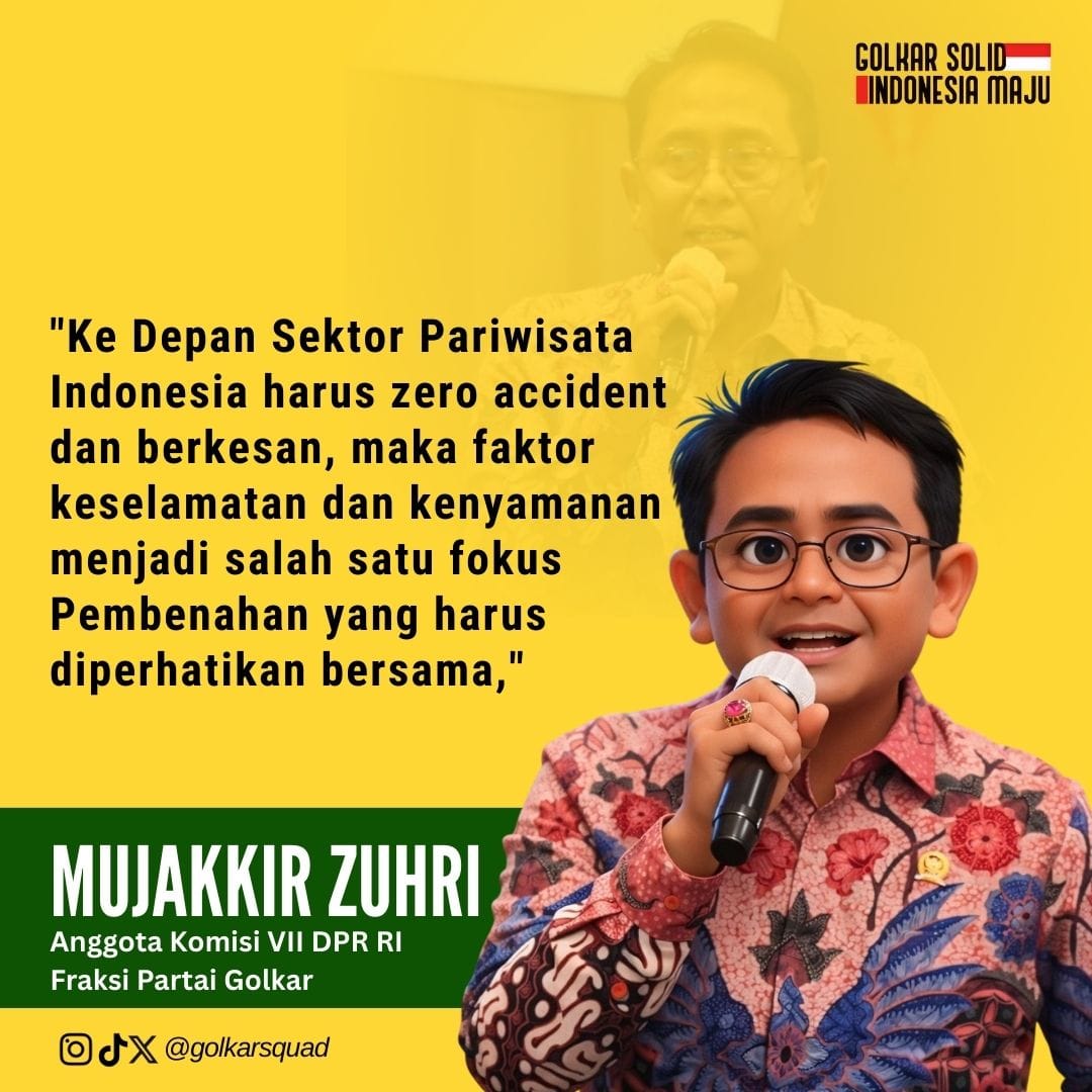 Mujakkir Zuhri Minta Fokus Pariwisata RI Bergeser Dari Kuantitas Kunjungan ke Kualitas Pengalaman 

Anggota Komisi VII DPR RI Fraksi Partai Golkar,  Mujakkir Zuhri 

golkarpedia.com/mujakkir-zuhri… 

#61TahunGolkar #partaigolkar #golkarpedia #bahlillahadalia #mujakkirzuhri