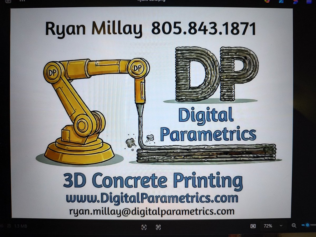 RynoTheGreat's tweet photo. 3D Concrete Printing is the way of the future. 
I am the West Coast Representative for Digital Parametrics and can guide you to the right machine for the right job. We're talking days not weeks or even years in California! 
Contact me at Ryan.Millay@digitalparametrics.com https://t.co/povd8LgAAt