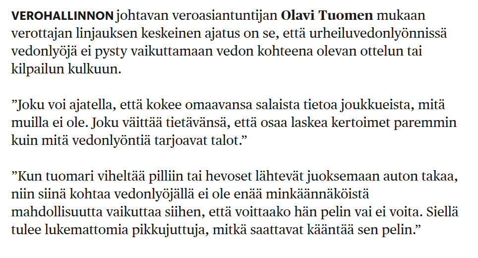 Toivottavasti kukaan ei kerro verottajalle, miten osakesijoittaminen toimii, tai kohta ei saa vähentää tappioita sielläkään 🤔

hs.fi/urheilu/art-20…