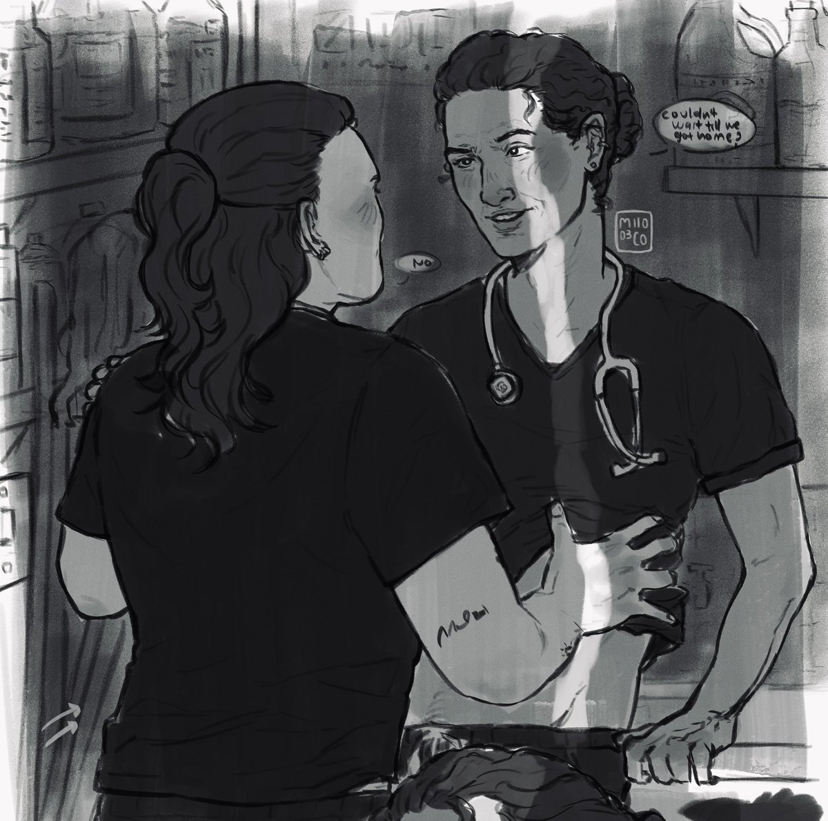 Milo03c's tweet image. Felt like drawing them for celebration #garsantos s2 predictions 😛#thepitt