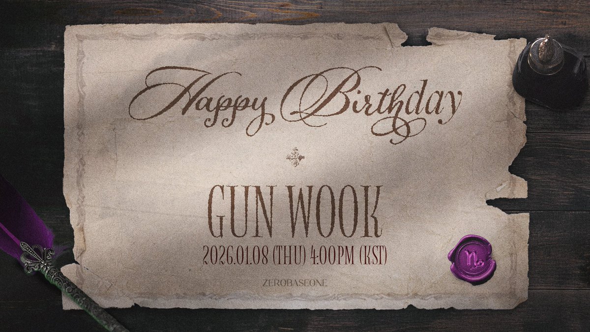 We wish Happy Birthday to GUN WOOK♑

B-DAY LIVE
1/8(THU) 4:00PM(KST)
@ ZB1 Official YouTube

🔗 youtube.com/live/PDb3nGj6i… 

#ZEROBASEONE #ZB1 #제로베이스원 
#PARKGUNWOOK #박건욱
#HAPPYGUNWOOKDAY