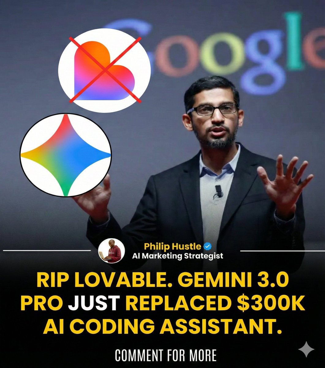 If you are still paying for niche AI coding tools like Lovable after the Gemini 3.0 update, you are literally burning money. 🔥💸

The gap is closed. The $300k consultant is now a free chat window.

Change my mind. ☕️

#GoogleGemini #SaaS #AIWars