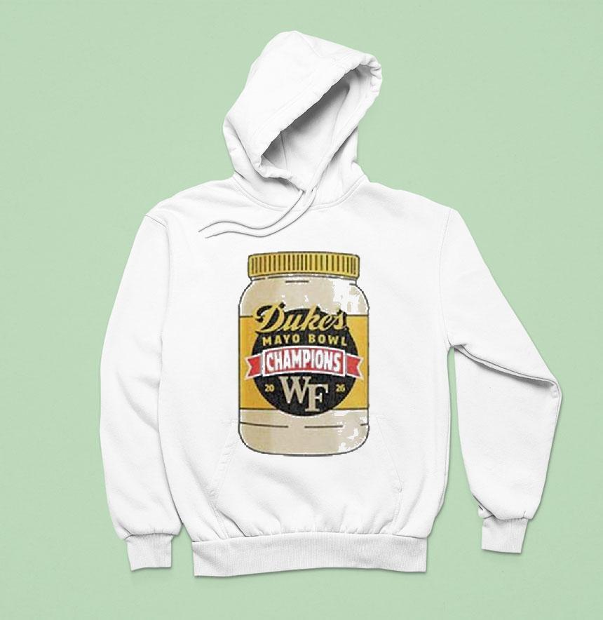 BabyBrendaaa's tweet photo. Celebrate in style! 🏆 Grab the Wake Forest Demon Deacons Duke's Mayo Bowl Champions shirt and show your team spirit! 🥳👕 #GoDeacs #Champions #CollegeFootball https://t.co/vNkTCacM8a https://t.co/MrKFmoSKxo