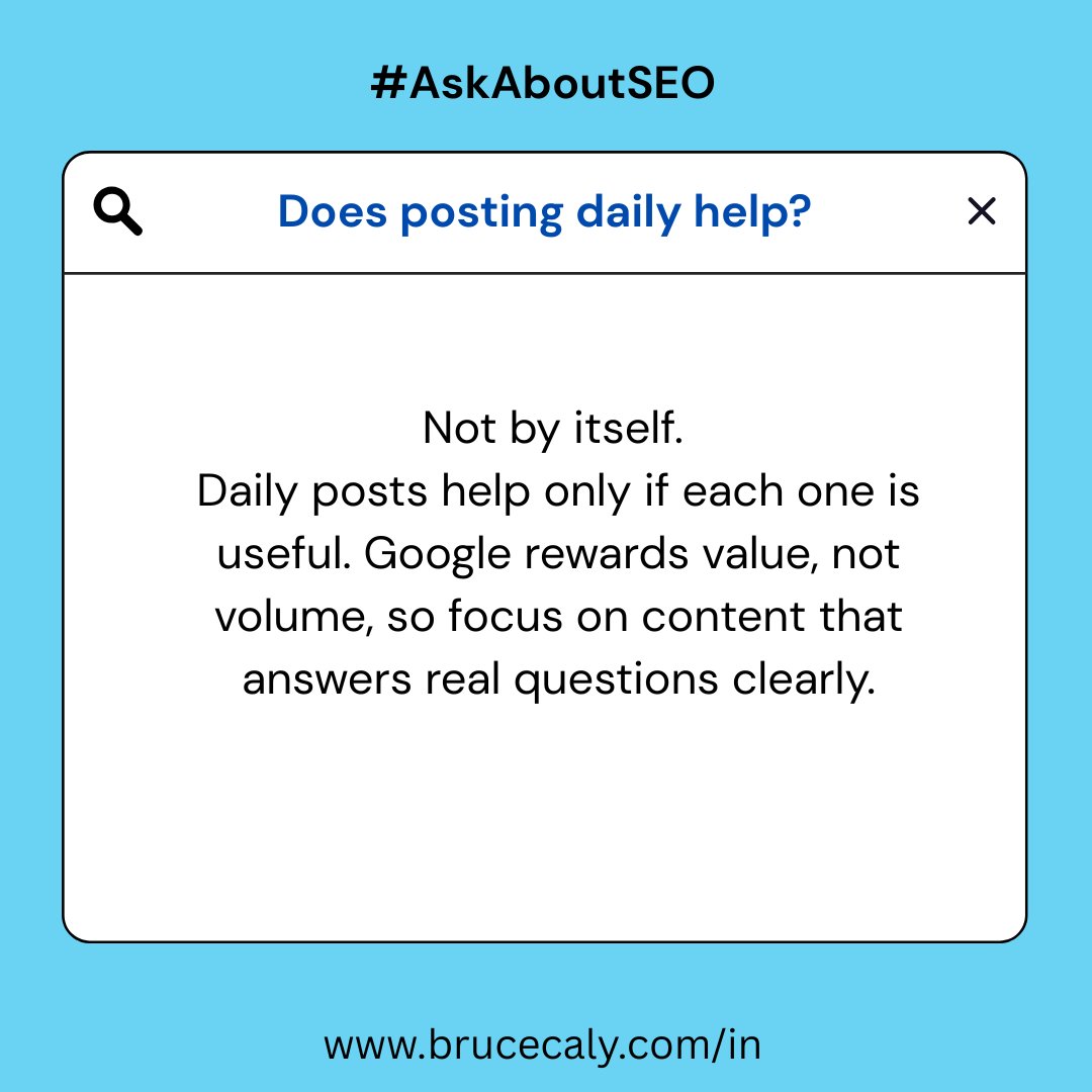 BruceClayIndia's tweet photo. Short, honest answers to the SEO questions you keep wondering about.

#AskAboutSEO #SEOQ&amp;A #SEOSimplified #SEO #SEOFAQ #SEOBasics #BruceClayIndia https://t.co/Dl0MW6gtt7