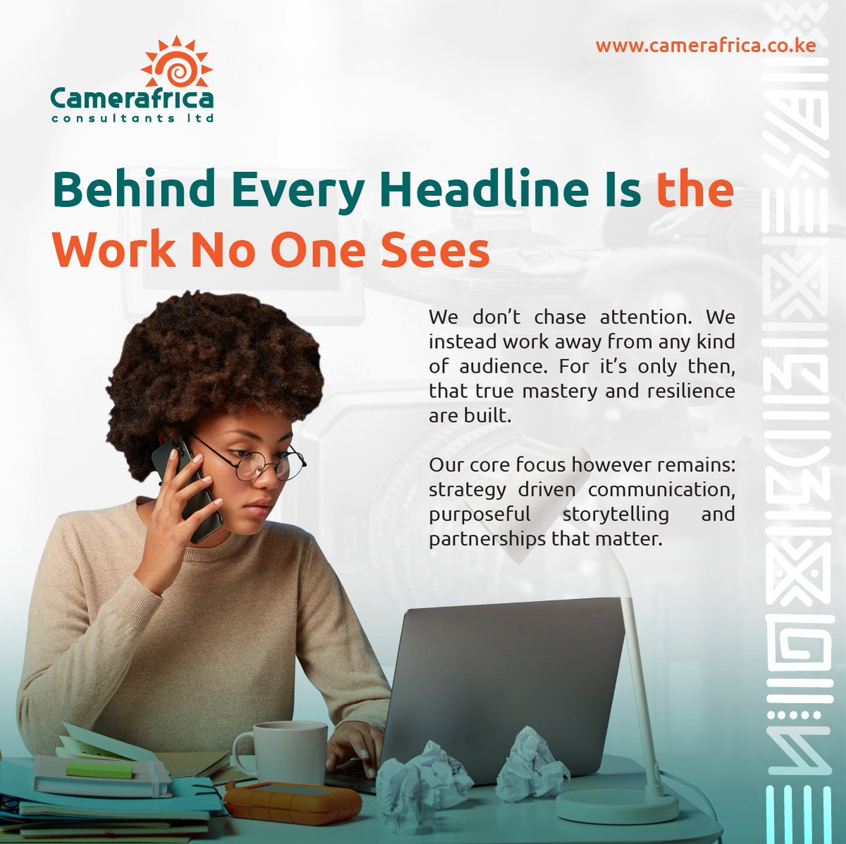 Before any narrative goes out, it’s shaped through clarity, intention &amp; strategic focus. 2026 has begun with our team refining stories, aligning voices, anchoring every message in purpose where brands are moulded long before they’re visible.
Connect: info@camerafrica.co.ke