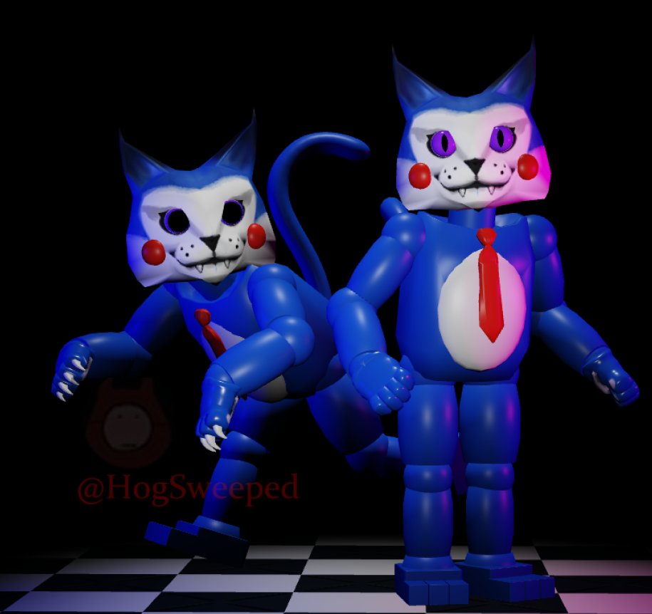 HogSweeped's tweet image. Thinking of making a spin-off based on @RBLXDragg's Dogwatching and FNAC.

Here's the face of the rival establishment to Freddibear's:

"SugarCat's"

#rblxdragfanart #DWMoonLighting