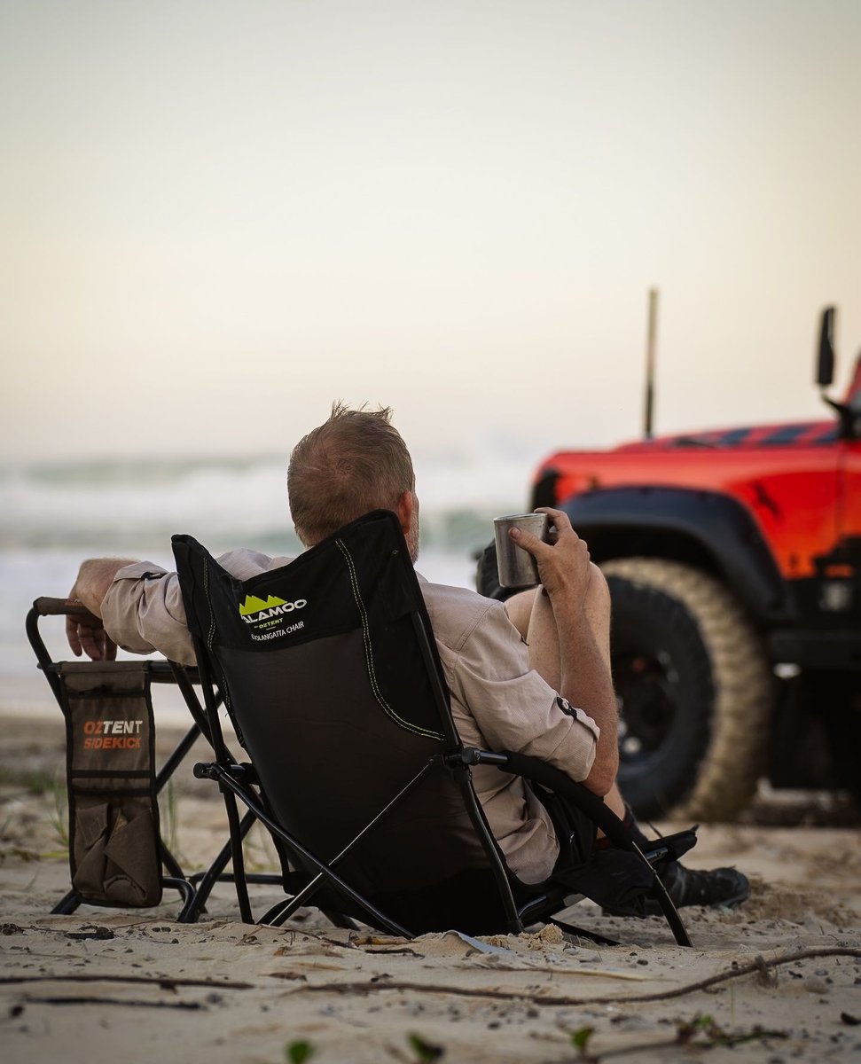 TheOztentGroup's tweet image. Beach parked. Chair low. Time unplanned.⁠
⁠
The perfect pairing — our Sidekick Stool and Malamoo Coolangatta Beach Chair.⁠
⁠
📸 @australianbushman⁠
⁠
#oztent | #discovermore