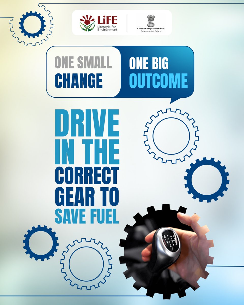 ClimateChangeGJ's tweet photo. Driving smart improves fuel efficiency and supports climate-friendly habits.
#climatechangedepartment #OneSmallChangeOneBigOutcome #MissionLife #ClimateChange #Gujarat https://t.co/tMNFvjIX43