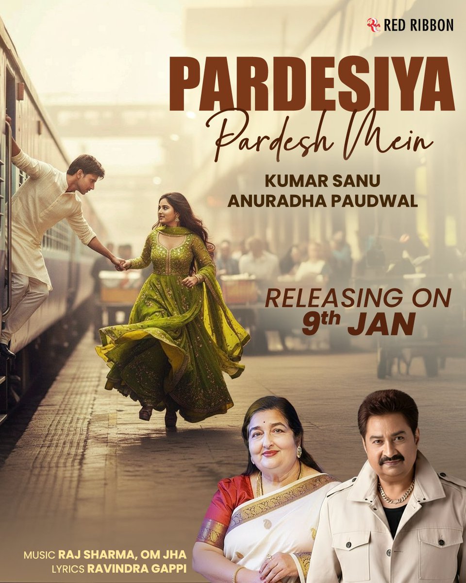 A love song that will touch your soul! 💕

"Pardesiya Pardesh Mein" releasing on 9th January. Kumar Sanu &amp; Anuradha Paudwal bring you a melody of love and longing ❤️🎶

Mark your calendars!

#PardesiyaPardeshMein #KumarSanu #AnuradhaPaudwal #RomanticSong #NewRelease