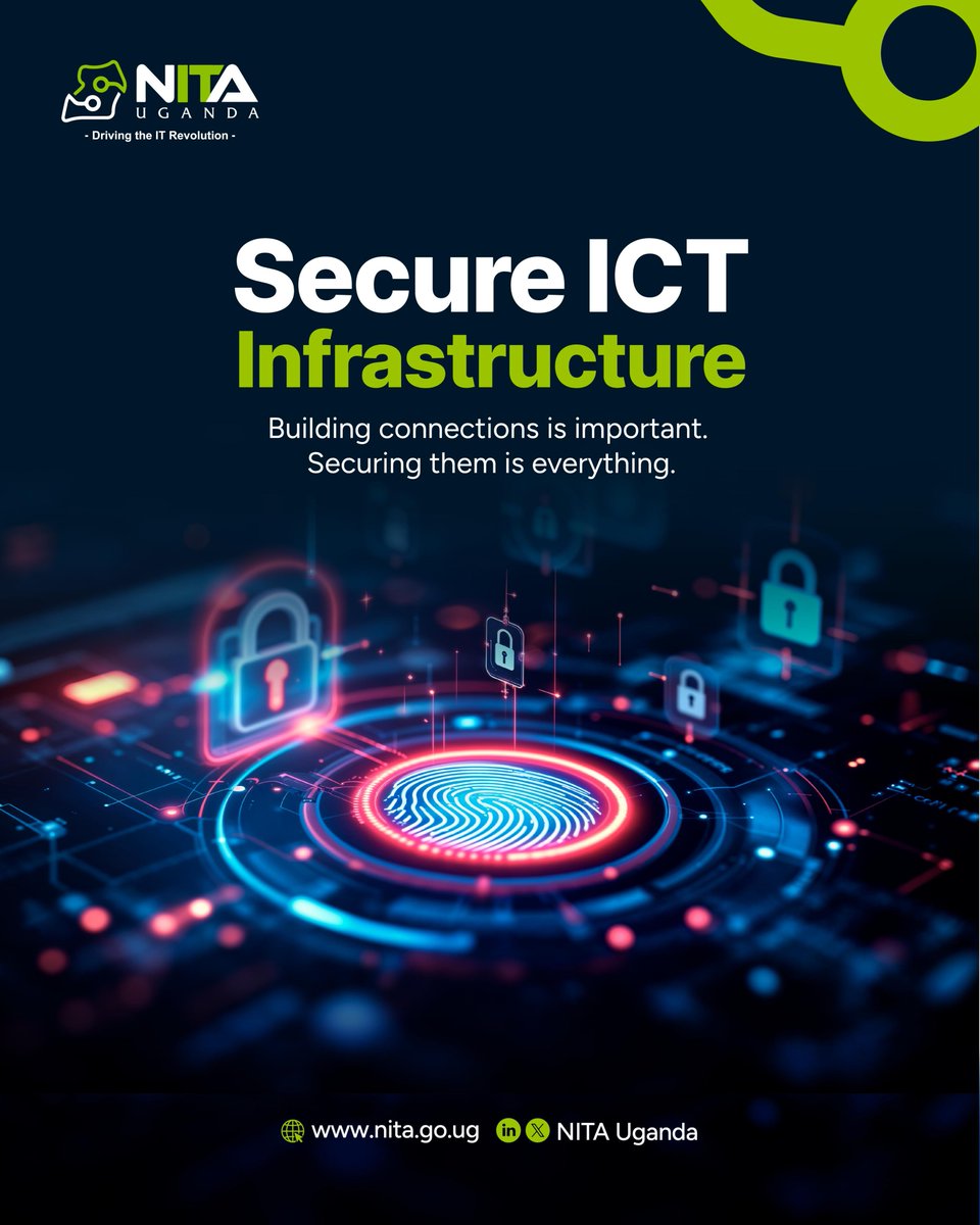We’re building connections and  making sure they stay secure.🔒

Because a secure ICT  infrastructure is the backbone of a trusted digital future. ✅
#DigitizeUg