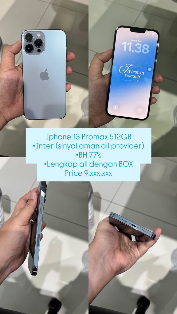 secretpulls's tweet image. WTS! (REPRICE)

Iphone 13 Promax 512GB
•Inter (sinyal aman all provider)
•BH 77% 
•Lengkap all dengan BOX
Price turun jd 9 jt aja!

COD bisa kirim-kirim bisa!⭐️