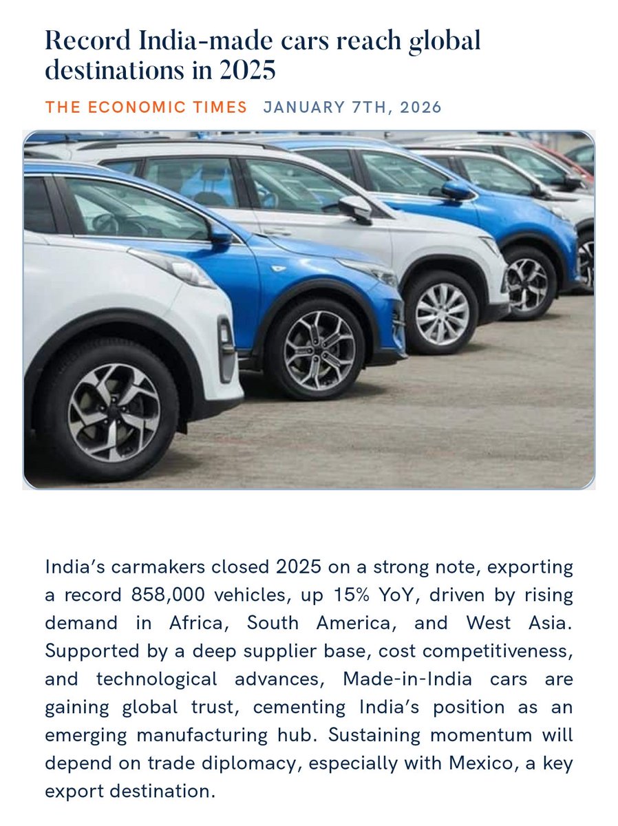 Record India-made cars reach global destinations in 2025
m.economictimes.com/industry/auto/… 

via NaMo App