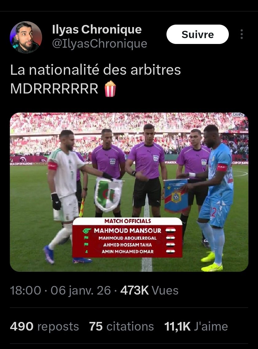 Le monde entier doit savoir ça.
La <a href="/fifacom_fr/">FIFA (Français)</a> doit en être informé. 
La <a href="/CAF_Online/">CAF Online</a> est honte pour le développement du football. 
On veut fabriquer des champions.

A la prochaine  ouverture du monde ne prenez pas des arbitres de merde africains.