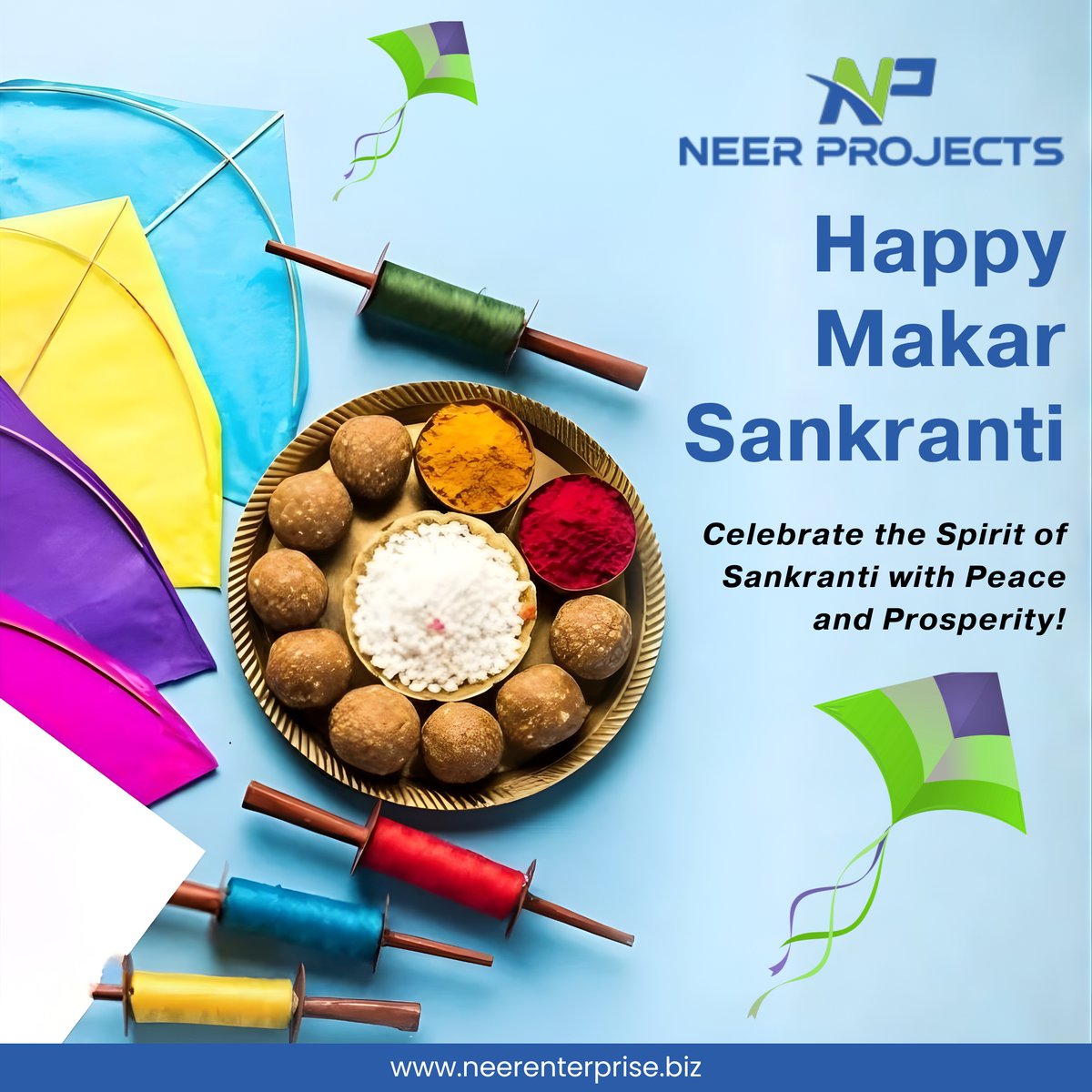 neerenterprise's tweet image. This Makar Sankranti, let the bliss of change bring peace to your heart and prosperity to your life. 

Visit us: neerenterprise.biz

#NeerEnterprisesPvtLtd #NeerProjects #MakarSankranti2026 #HappyMakarSankranti #Uttarayan #FestivalOfKites #KiteFestival