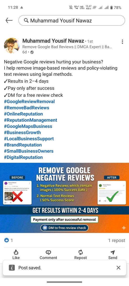DMCATakedown1's tweet photo. Negative Google reviews hurting your business?

I help remove image-based reviews and policy-violating text reviews using legal methods.

Results in 2-4 days

Pay only after success

DM for a free review check

#GoogleReviewRemoval

#RemoveBadReviews

#OnlineReputation https://t.co/sP5iQnxrAN