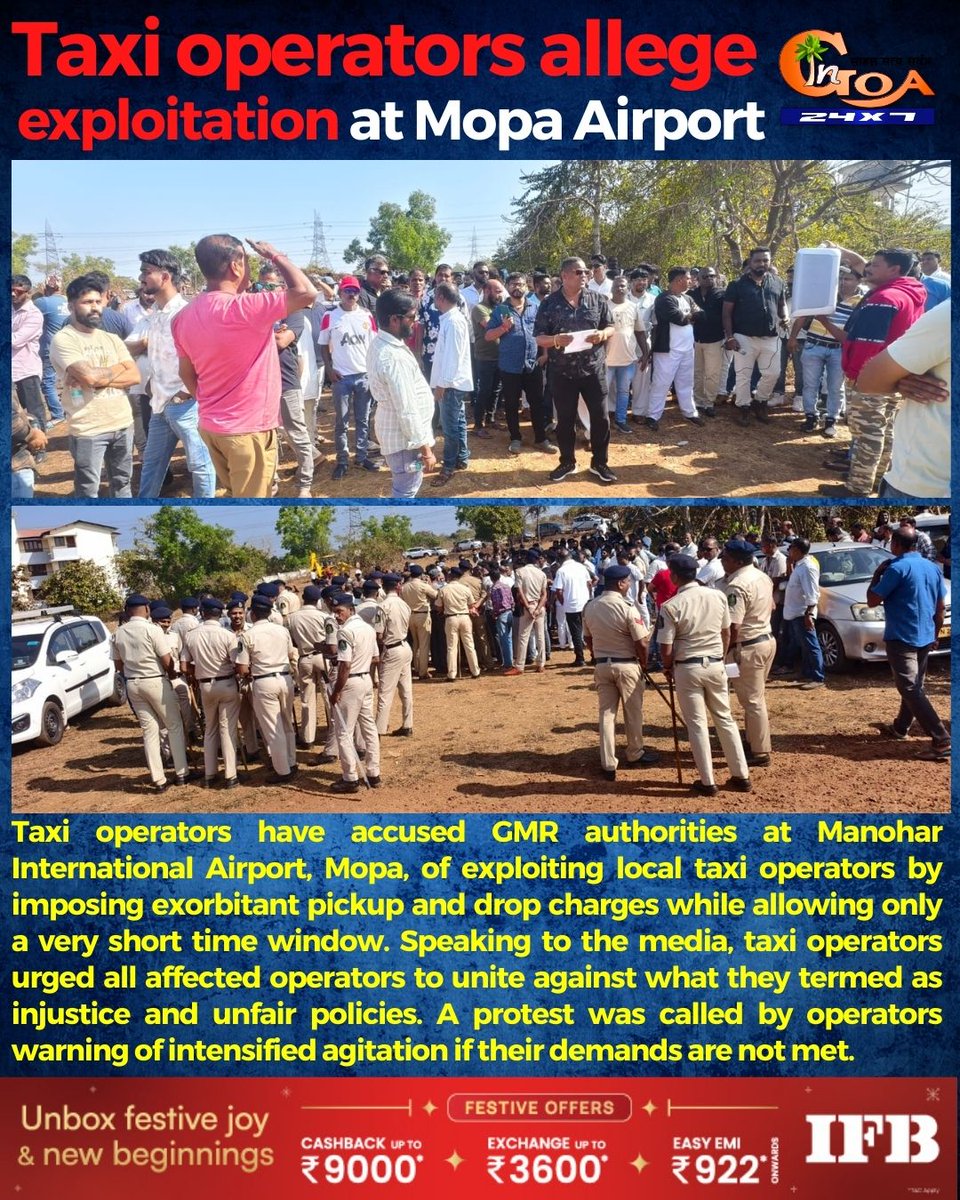 InGoa24x7's tweet photo. Taxi operators allege exploitation at Mopa Airport
#Goa #Goanews #TaxiOperators #MopaAirport https://t.co/9FdJ6dOx4J