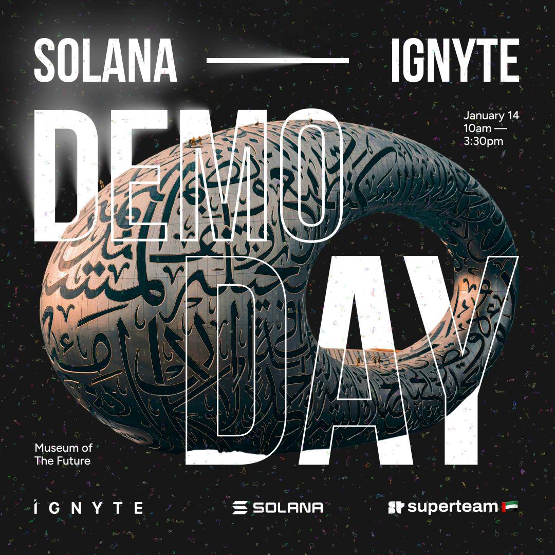 if you’re in the Solana ecosystem, don’t miss the Solana x Ignyte demo day happening on 14 Jan at MOTF
RSVP: luma.com/521l4byo