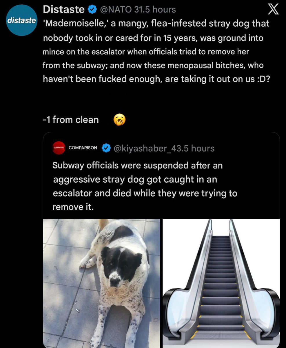 This post isn’t just about dog hate.

Look at the he misogyny, the violent language, the dehumanisation

We often say animal welfare is human welfare, this is exactly why. The same mindset that mocks an animal’s suffering degrades people too.

#NoToMisogyny #StopHate