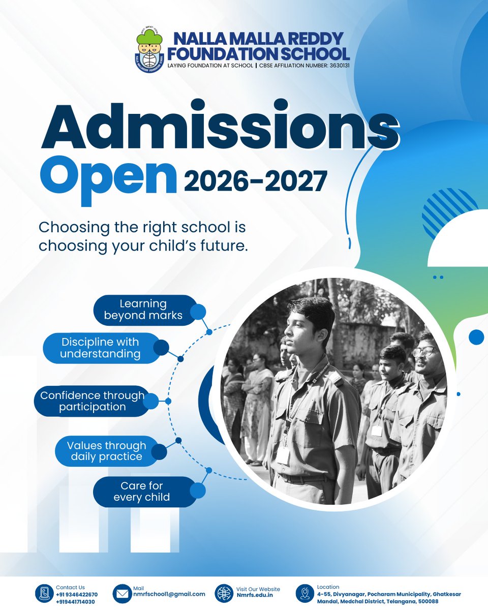 NMRFS_Official's tweet photo. πβ¨ ADMISSIONS OPEN 2026β2027 β¨π
Choosing the right school is choosing a future built on values, confidence, and care. At NMRFS, learning goes beyond marksshaping disciplined minds, strong character, and confident individuals ready for tomorrow. π±
#AdmissionsOpen #NMRFS https://t.co/8H56rmnRnA