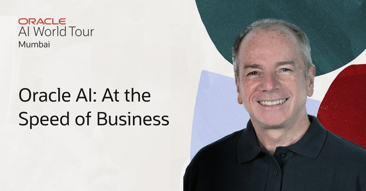 sanjuc03's tweet photo. Join Oracle’s Garrett Ilg at #AIWorld Tour Mumbai on 10 February to learn how organizations can harness AI to transform operations and scale automation. Register now: https://t.co/CF13YYmcsl https://t.co/HJRdU7hQYk