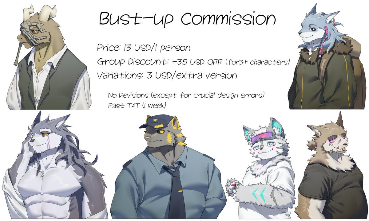 흉상 커미션 엽니다
Bust-up commission open

문의는 DM으로 부탁드립니다