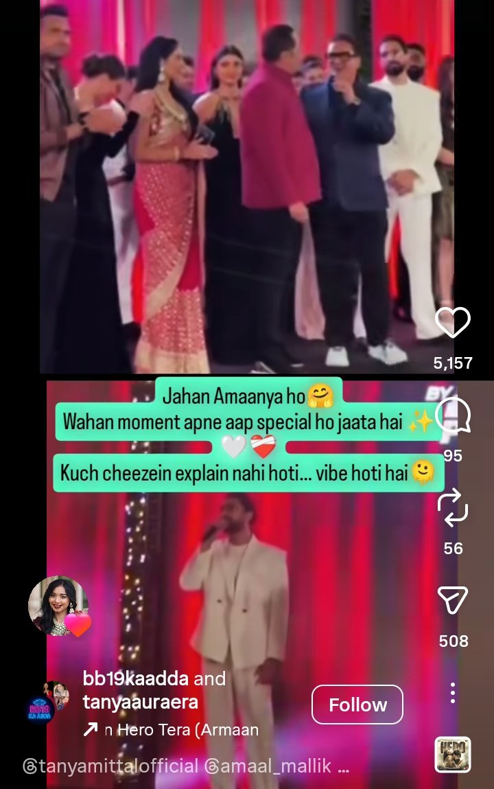 Washed45_'s tweet photo. This is embarassing thamba pittal. Amaal didn't give a fck about her in the party but she's still obsessed with him. Daboo uncle being nice to her doesn't mean that Amaal will be friend with a dhongi blouse influencer 🤢 

#Amaalmallik
#Tanyamittal https://t.co/93KG0zCuBd